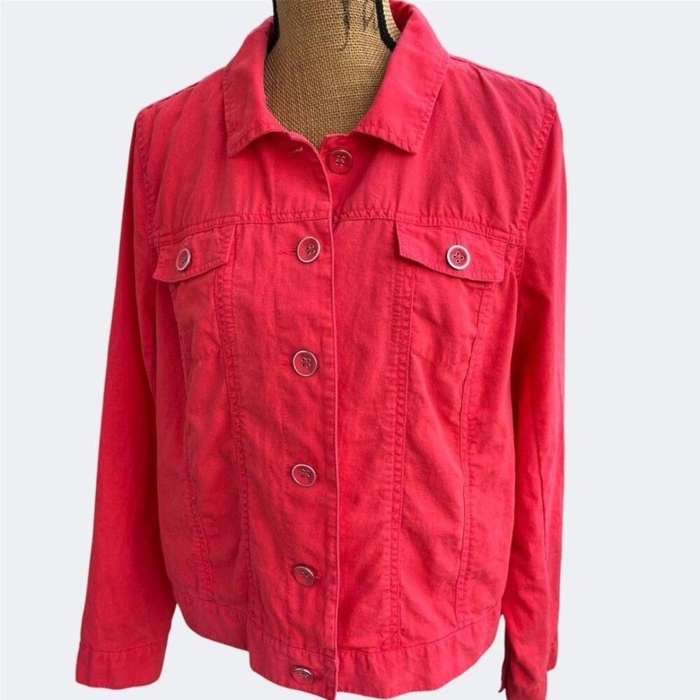 Relativity Jean Jacket Linen Blend Petite Orange Size PXL
